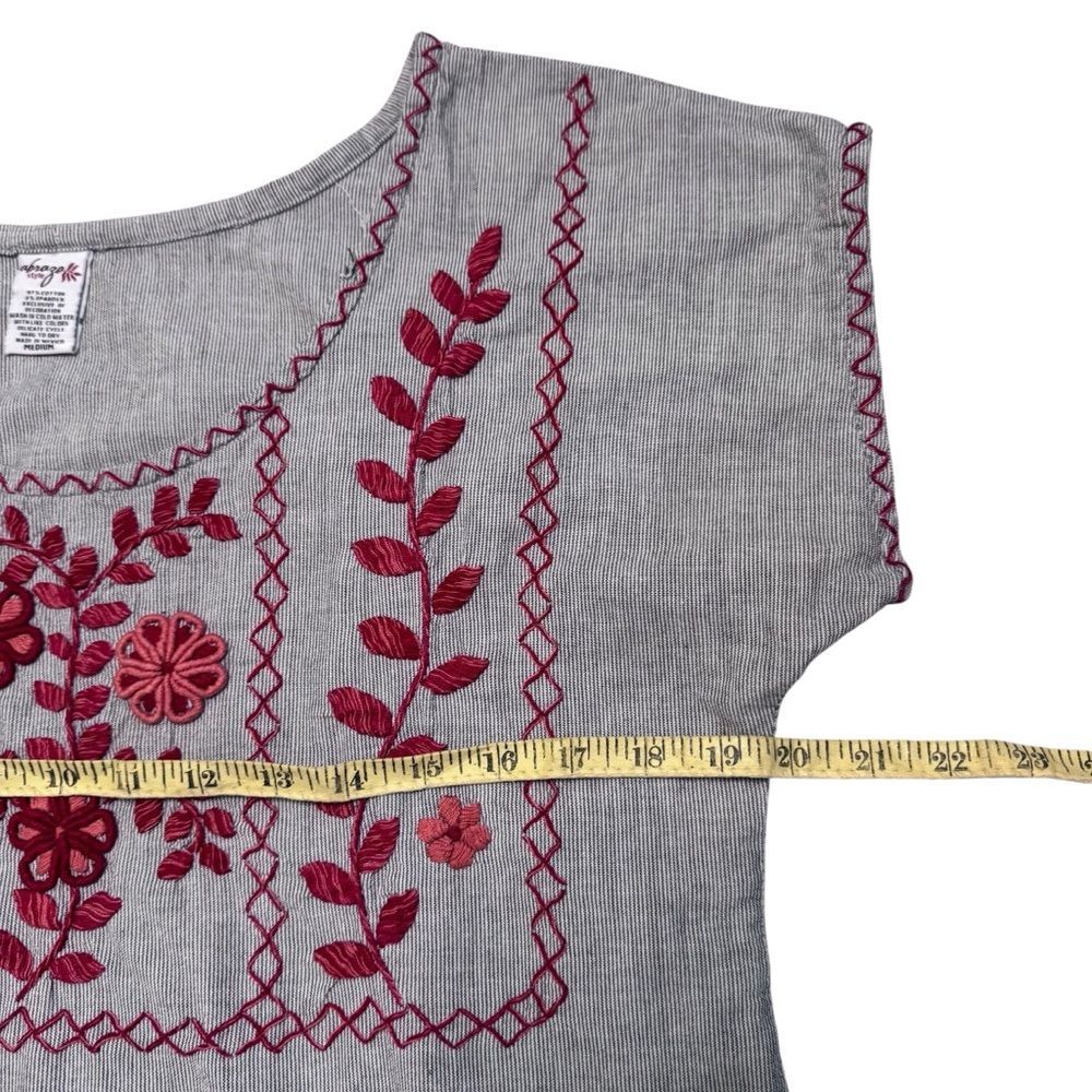 Embroidered Mexican Peasant Tunic Boho Bohemian Abrazo Style Size Medium - Picture 6 of 7